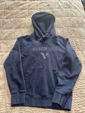 American Eagle Outfitters Navy Blue Pullover Hoodie with Logo